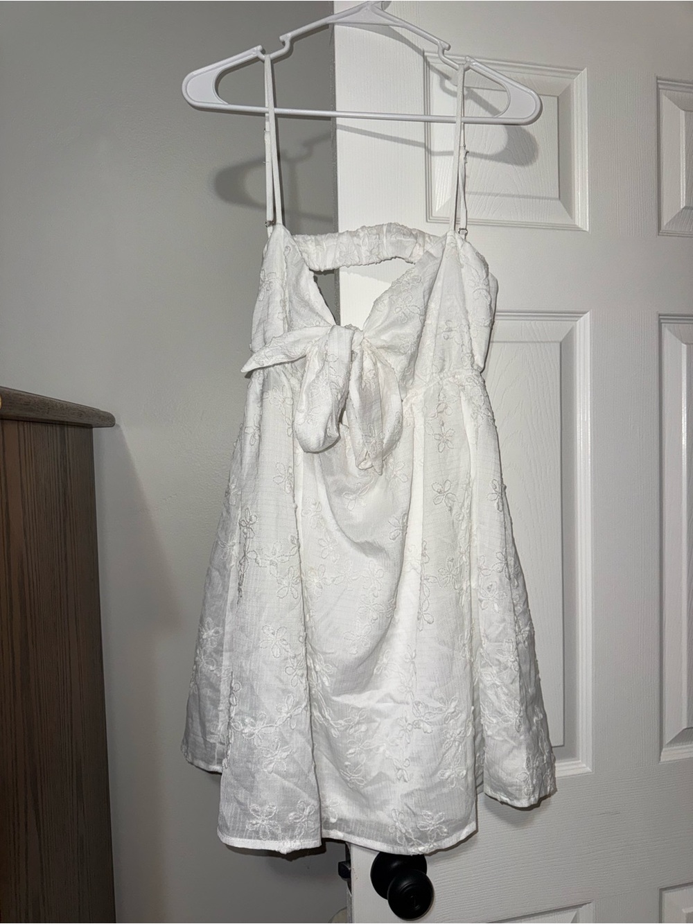 Princess Polly White Eyelet Bow-Back Dress